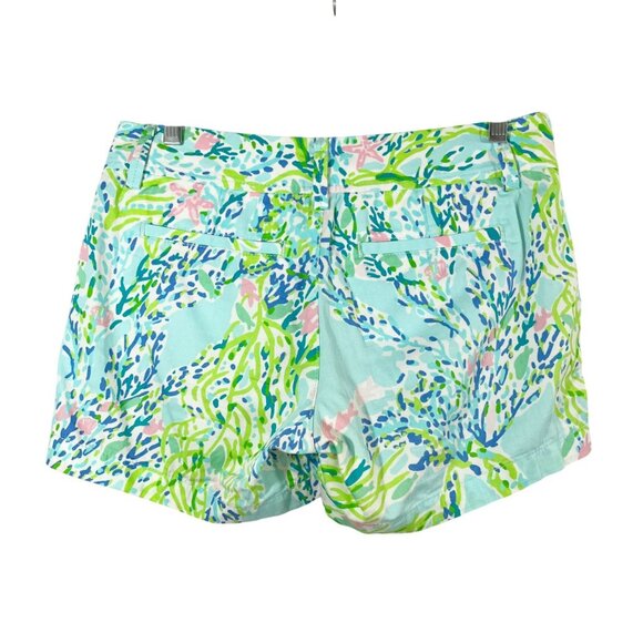 Lilly Pulitzer Callahan Shorts Blue Ocean Starfish Shells Chino - Size 2 - Picture 2 of 7